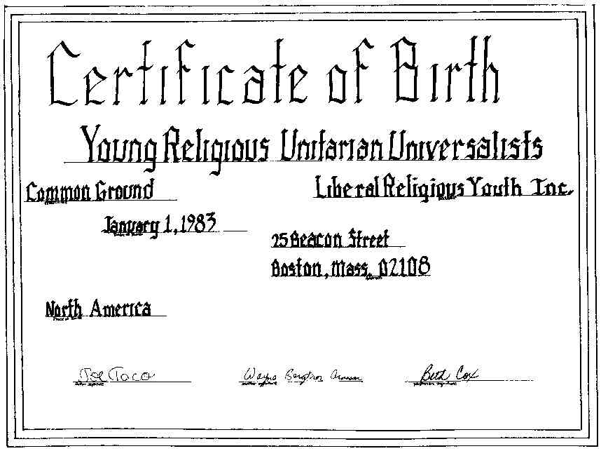 YRUU Birth Cirtificate